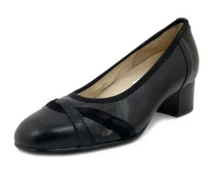Scarpe Donna Decolte Comfort 41 Pelle Nero Plantare Estraibile Tacco Basso 4 cm - Picture 1 of 6