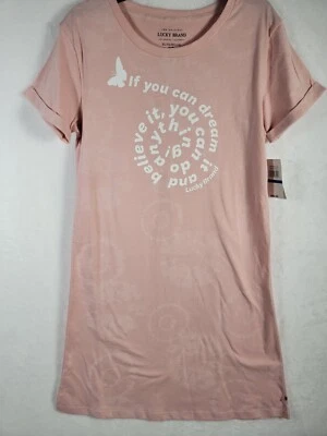 Lucky Brand Girls Cotton Short Sleeve Silver Pink Dress LBSFH02S-679 Sz L (14) - Image 1 of 4