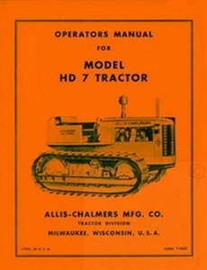 ALLIS CHALMERS HD7 HD-7 Rastreador Propietarios Operadores Manual - Imagen 1 de 3