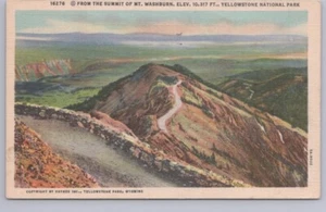 Mt Washburn Summit, Yellowstone National Park, Wyoming, 1947 Linen Postcard - Imagen 1 de 2