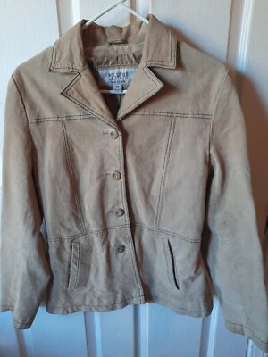 Chaqueta Blazer Abrigo Wilsons Cuero Máxima Mujer Gamuza Tostada Bolsillos Medianos Foto 1 de 4