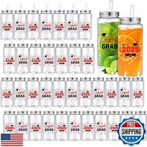 Pickmesh 36 Pcs Reusable Graduation Cups 13.5 oz Clear Plastic Tumblers with - Picture 1 of 5