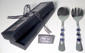 Serving spoon/fork stainless steel, new-in-box Wildeye Designs, high 1990s style - Picture 1 of 3