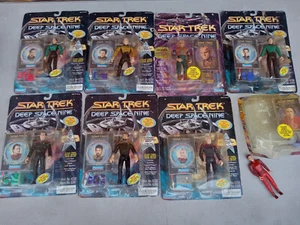 STDS9 Star Trek DS9 Action Figure LOT Q Piccard Riker Dax Bashir Kira Quark 1994 - Picture 1 of 10