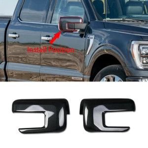 For Ford F150 F-150 2021 2022 Carbon fiber Rearview Side Mirror Covers Trim 2pcs - Picture 1 of 7
