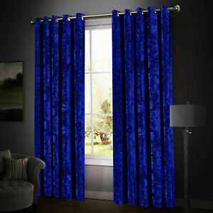 New Modern Super Soft Luxury Crushed Velvet Ready Made Eyelet Ring Top Curtains 