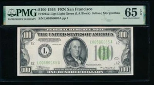 AC 1934 $100 San Francisco FRN LGS PMG 65 EPQ  Fr 2152-L pop 2/1 - Picture 1 of 2