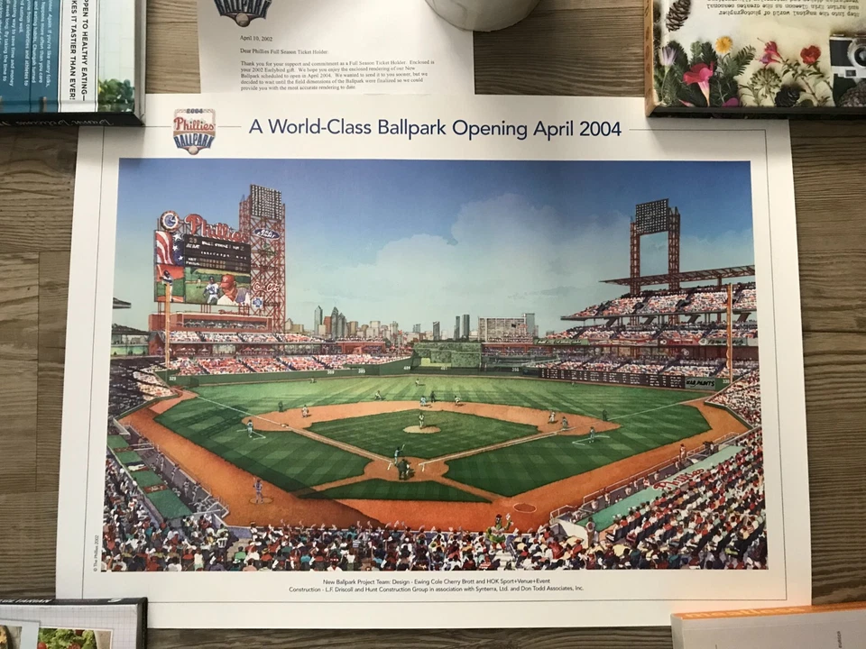 PHILLIES CITIZEN BANK PARK 2004 PROYECTO LITOGRAFÍA IMPRESIÓN AZUL CON CERTIFICADO DE AUTENTICIDAD Foto 1 de 4