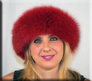 New Cranberry Red Fox Fur Headband 26 Inches Long and 5 Inches Wide - Picture 1 of 4