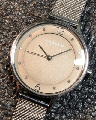 SKAGEN Anita Women Watch Silver Tone Stainless SKW2649 Beige Gemmed Dial - Image 1 of 4