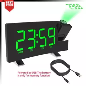 LED FM Radiowecker mit Projektion Digital Funkuhr Dimmbar Tischuhr Alarm USB - Bild 1 von 18