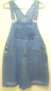 FALLS CREEK Vintage Blue Jean Denim Bib Short Overall XL Stickerei 100% Baumwolle - Bild 1 von 7