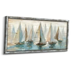 Ocean Pictures Wall Art Framed: Beach 60L" x 30W" Ocean sailboat wall art - Picture 1 of 7