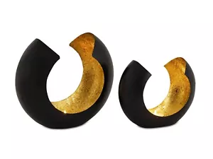 Kerzenhalter Teelichthalter Set 2-teilig Kerzenständer Metall schwarz matt innen - Bild 1 von 6