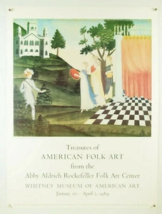 raro poster mostra ROCKEFELLER ART FOLK AMERICANA 1989 WHITNEY MUSEUM 26X35" - Foto 1 di 11