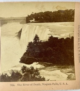 1892 Niagara Falls The River Of Death Photograph StereoView Rare BW Kilburn - Picture 1 of 3