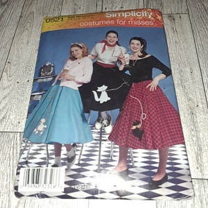 Simplicity 0521 1950's Poodle Skirt Costume Uncut Pattern 6 8 10 12 Adult Grease - Picture 1 of 4