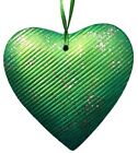 Large Emerald Green Heart Handmade Hand-Painted Wall Hanging with Green Ribbon
