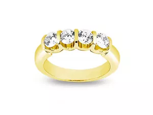 1.60ct Diamond 4Stone Wedding Band Ring 10kt Yellow Gold Round Cut JK I1-I2 - Picture 1 of 3