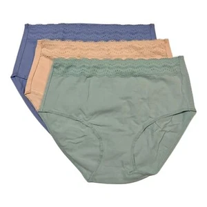 Cuddl Duds Intimates Taglia GRANDE Set di 3 Cotone Classico con Slip in Pizzo A273335 SAGE - Foto 1 di 2