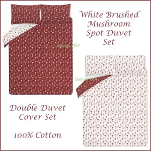 Mushroom Spot Brushed Cotton Double Duvet Cover Set 100% Cotton NEW - Picture 1 of 24