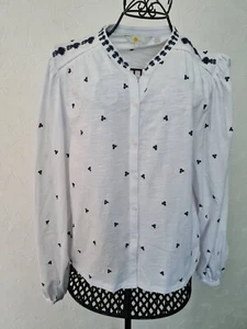 BODEN Embroidered Top Oversized Bell Long Sleeve Size UK 12 White NEW SAMPLE - Picture 1 of 14