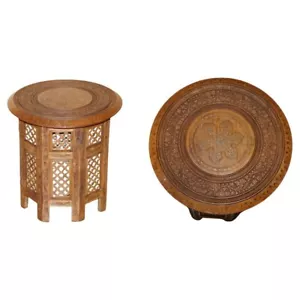 FINE ANTIQUE LIBERTY VICTORIAN CIR 1880 INLAID SYRIAN HAND CARVED FOLDING TABLE - Picture 1 of 11