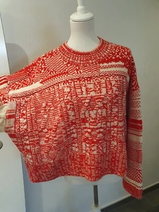 Cos oversize pullover wolle Kaschmir in rot beige gr. L - Bild 1 von 15