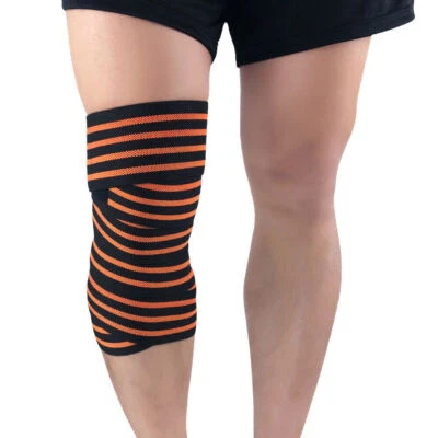 Men Striped Stretch Bandage Sports Fitness Support Gym Running Knee Pad LF072 - Image 1 of 4