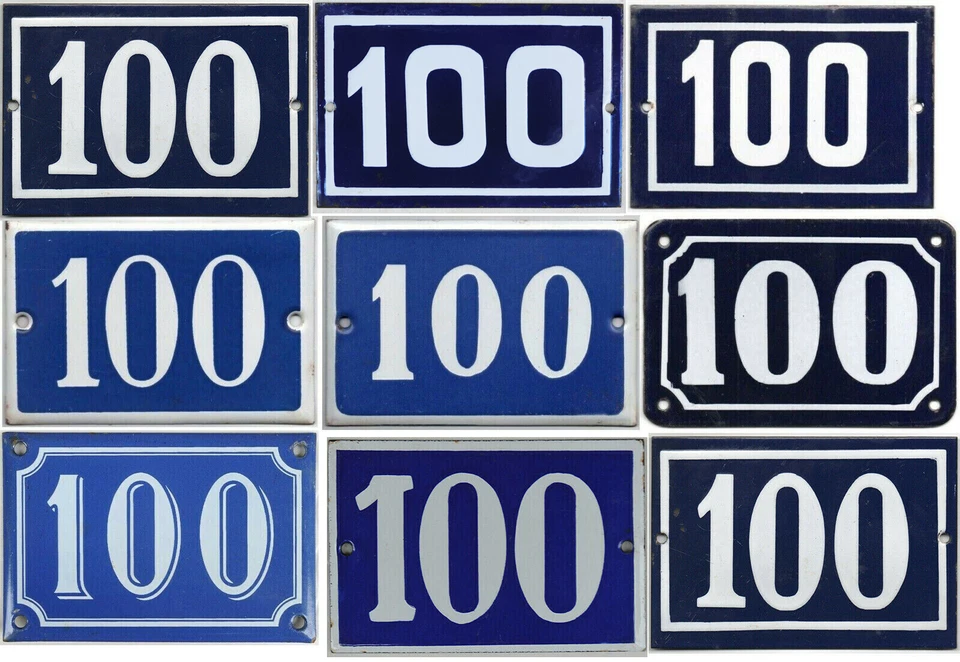 Antiga casa francesa azul número 100 porta portão parede cerca placa placa placa - Imagem 1 de 1