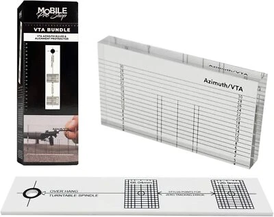 MOBILE PRO SHOP Turntable Azimuth Cartridge VTA Ruler Set with Stylus Alignment Protractor Tool