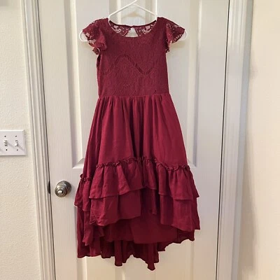 Joyfolie Mia Joy Lacy Petticoat Dress in Burgundy Girls Size 7 - Image 1 of 4