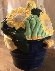 Boston Warehouse Trading Corp Garden Picnic Basket Ceramic Cookie Jar - Picture 1 of 8