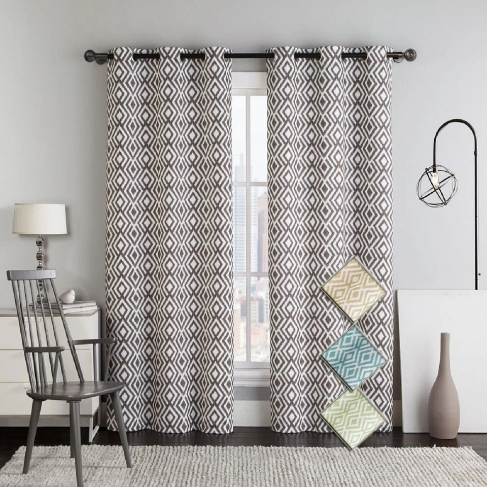 Cortina superior ventana ojal ojal estampado Justin (2) paneles traseros de espuma impresa Foto 1 de 1