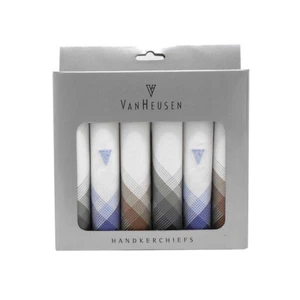Van Heusen Men's Cotton Colour Border Handkerchief with Brand Logo (Pack of 6) - Picture 1 of 3