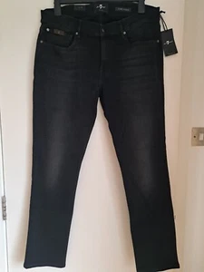 7 For All Mankind Slimmy Tapered Jeans W38 L32 Black Special Edition Mens BNWT - Picture 1 of 24