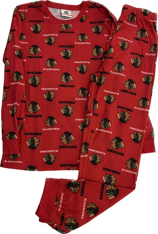 Chicago Blackhawks Flannel Pajamas Boys Youth Size Medium 10/ 12 NHL New Cover