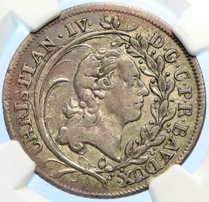 1765 M GERMAN States PFALZ COUNT CHRISTIAN IV Silver 20 Kreuzer Coin NGC i98414 - Picture 1 of 5