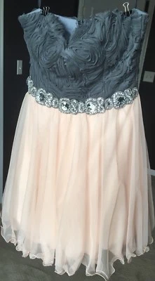 Vestido Deb rosa claro y gris sin mangas talla 3 Foto 1 de 2