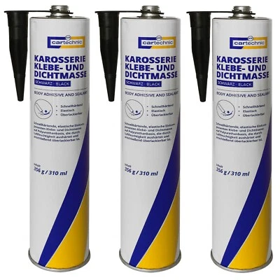 3 x 310ml [19,89€/L] Cartechnic Karosserie Klebe- & Dichtmasse Kleber SCHWARZ