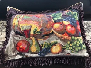 Nadelkissen Handarbeit Stillleben Obst Samt & Borte 21" breit x 16" hoch - Bild 1 von 12