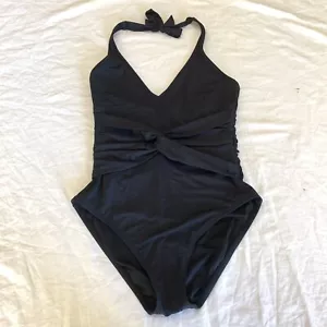 Bleu Rod Beattie Womens One Piece Twist Front Necktie Swimsuit in Black Size 4 - Imagen 1 de 10