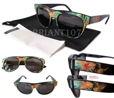 NWT Unisex Diesel Sunglasses Holographic DL0160 Orange-Flower/Gray $160 -ITALY - Image 1 of 4
