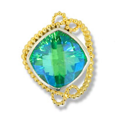 Anel de quartzo caribenho de prata esterlina Offerings Sajen com contas Vermeil tamanho 8 - Imagem 1 de 2