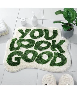 You Look Good Bath Mat Non Slip Green Bathroom Rug for All Family Green White - Picture 1 of 12