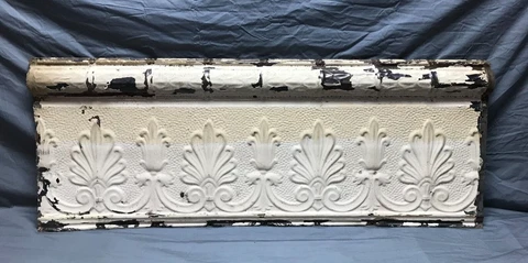 One 19x48 Antique Shabby Tin Metal Ceiling Border Acanthus Leaf Trim 1929-22B Cover