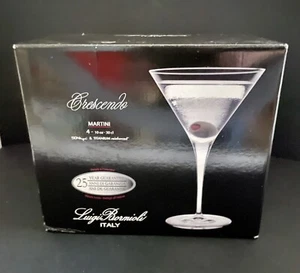 4 Luigi Bormioli Crescendo 10 Oz Martini Gläser Geätzt Signatur Offene Box - Bild 1 von 17