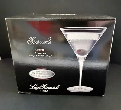 4 vasos Martini Luigi Bormioli Crescendo 10 OZ grabados firma caja abierta Foto 1 de 4