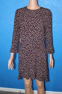 Vestido manga campana SUNDAY BEST 3/4 talla 10 negro con estampado floral blanco nuevo con etiquetas - Imagen 1 de 9