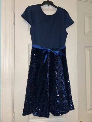 Nuevo con etiquetas Vestido Speechless Niños Talla 12 Azul Marino Lentejuelas con Lazo Elegante Fiesta Vacaciones Foto 1 de 2